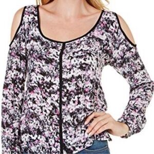 DKNY Jeans Brushed Floral Cold-Shoulder Top